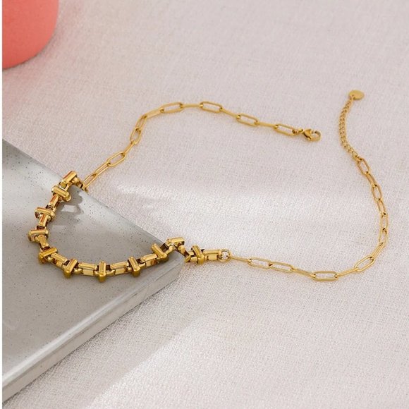 New 18K Gold Plated Link Chain Necklace 9c - Picture 4 of 8